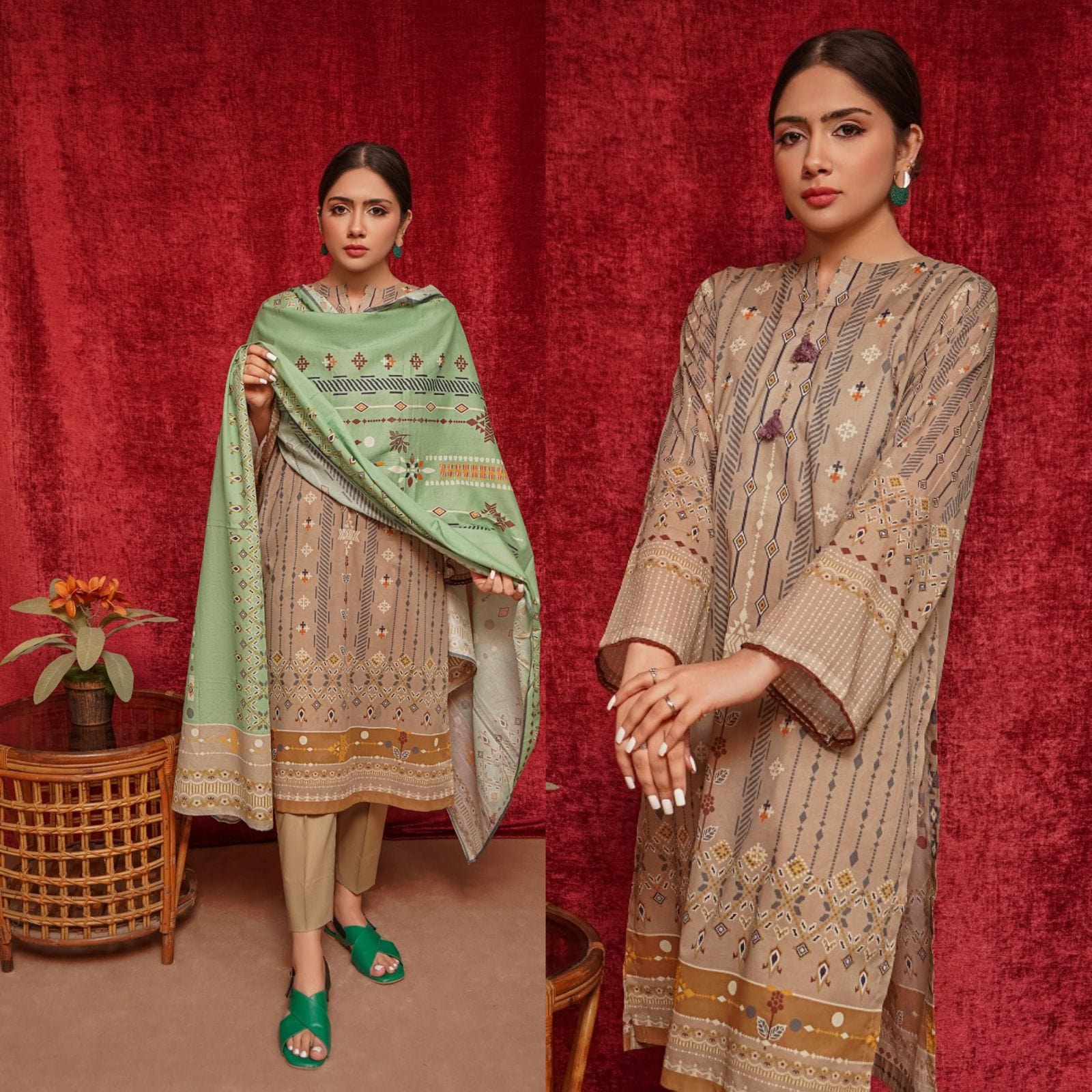 Urge UR-600 Khaddar Printed 3pc Wt - Image 3