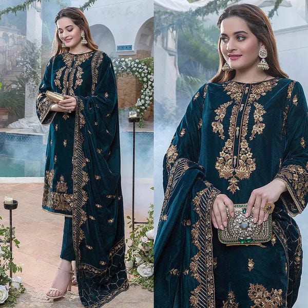 ZC-114 Zinc Velvet Embroidered 3pc Wt - Image 3