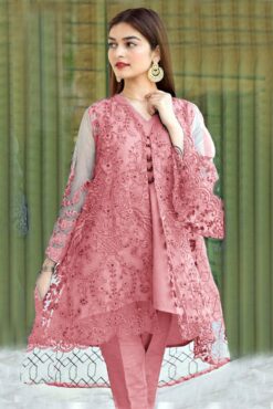 LT-204 Pink Embroidered Organza 2pc