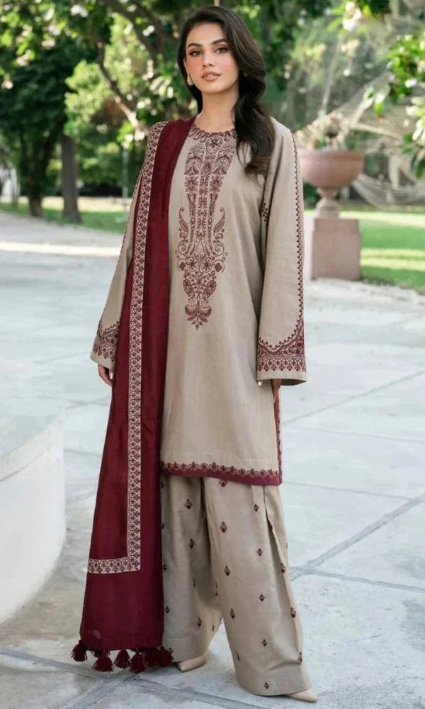 Sapphire D-99 Embroidered Dhanak 3pc - Image 2