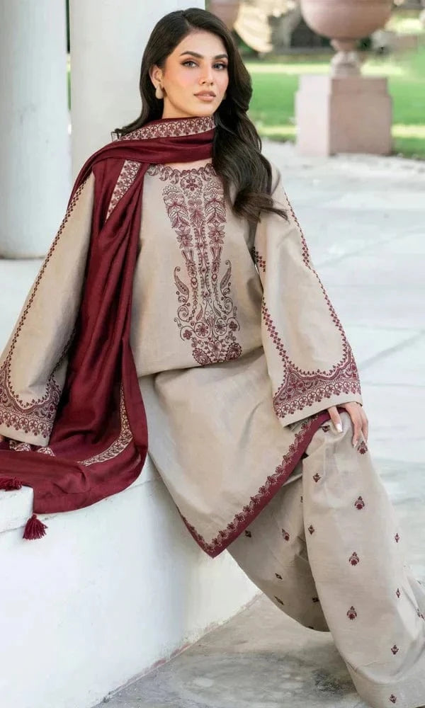 Sapphire D-99 Embroidered Dhanak 3pc - Image 3