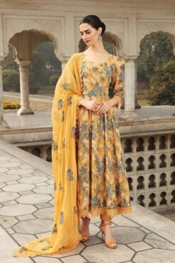 Bareeze D-355 Musturd Embroidered Dhanak 3pc
