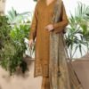 Chikenkari D-762 Mustard lawn Embroidered 3pc