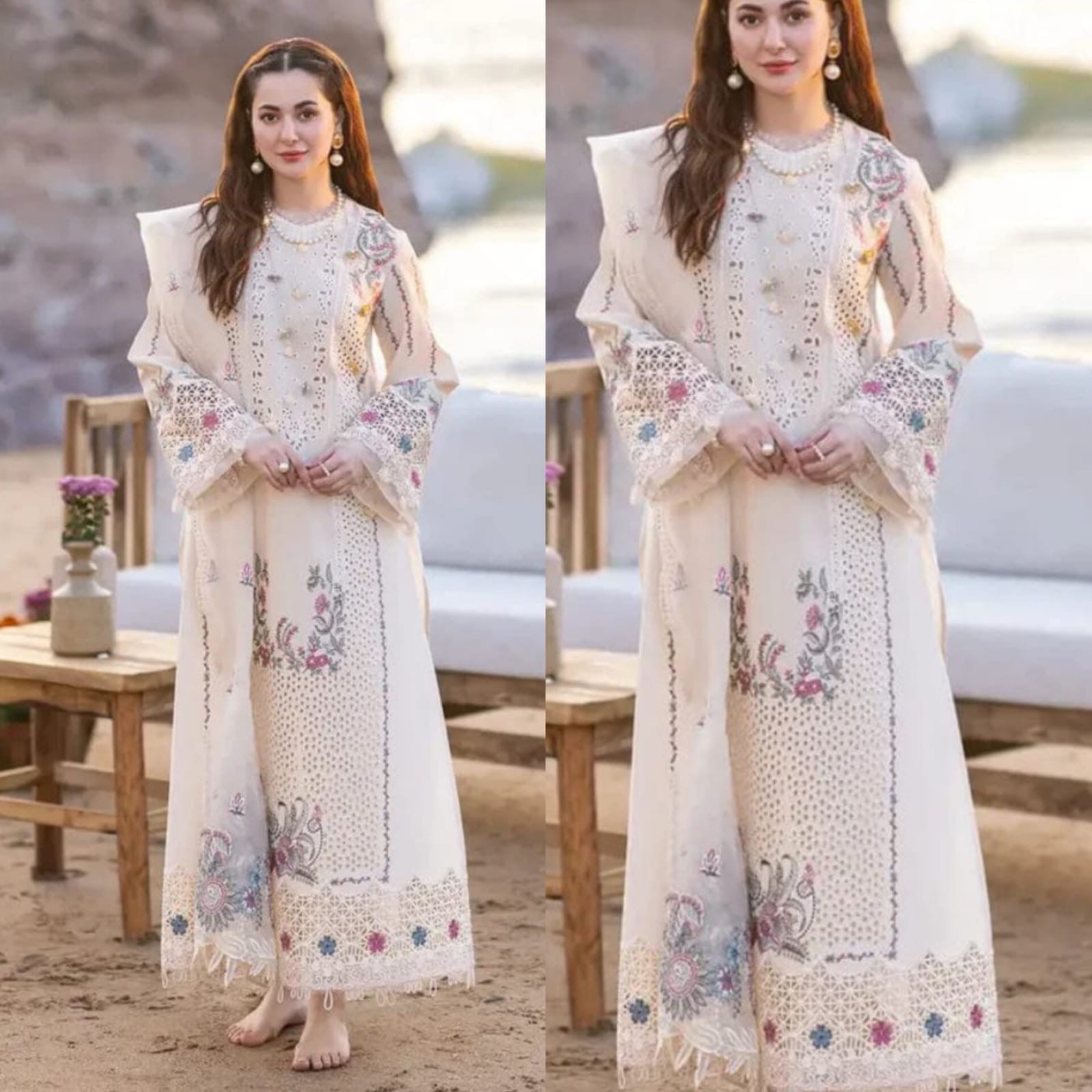 Qalamkaar QL-1020 Chikenkari Embroidered Dhanak 3pc - Image 2