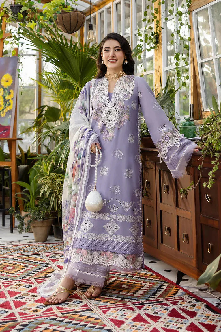 EID COLLECTION Elaf lavender love ChikenKari Embroidered 3pc Lawn Collection