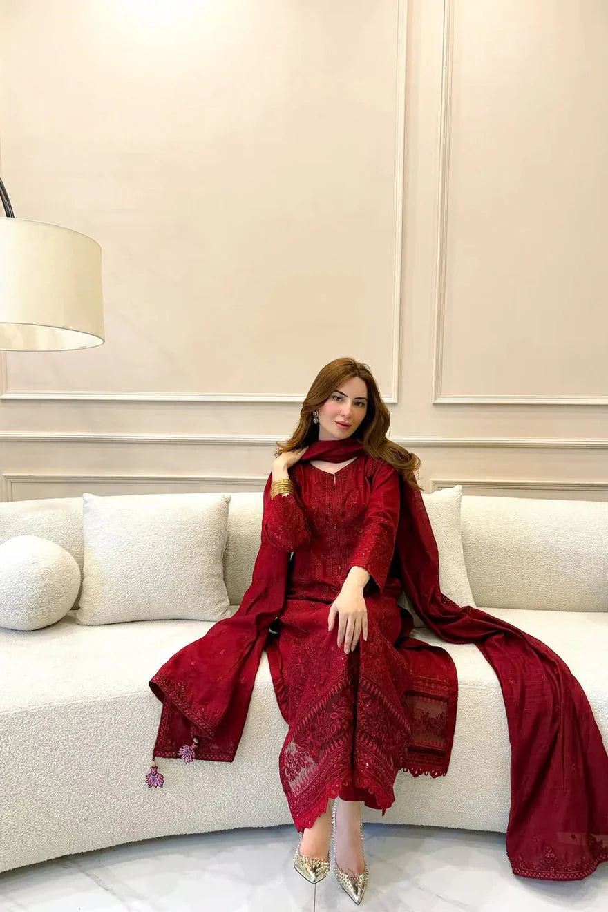 Zarqash D-210 Embroidered Lawn 3pc - Image 2