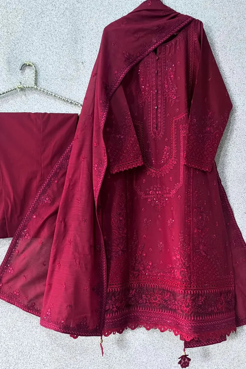 Zarqash D-210 Embroidered Lawn 3pc