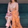 AC-03 Peach Printed Airjet Viscous Silk 3pc Wt