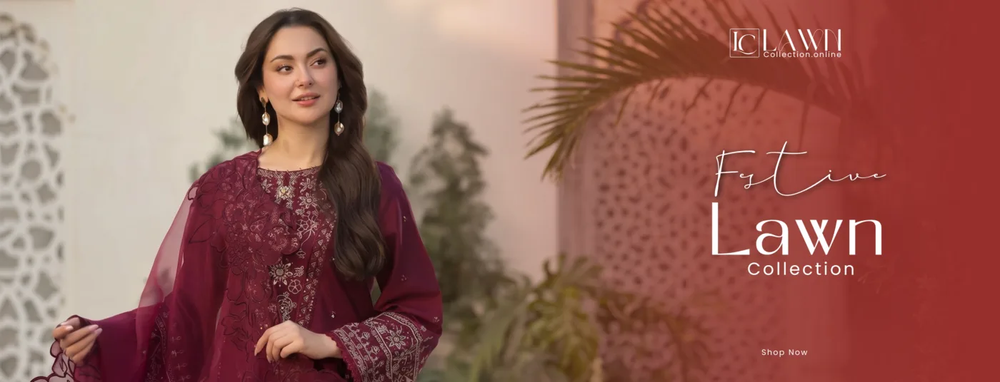 Lawn Collection festive fashion edit in deep maroon